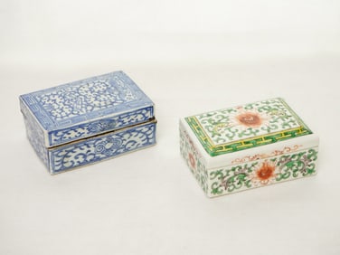 Lot of 2 Chinese Porcelain Covered Boxes