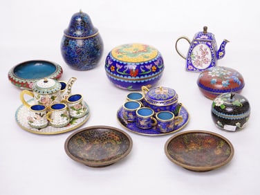 Group of 20 Chinese Cloisonne Enamel Pieces