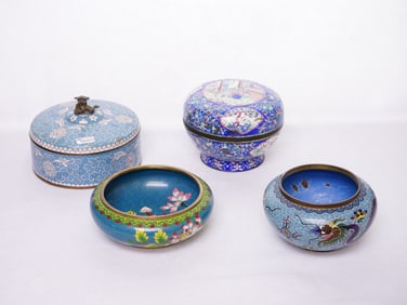Group of 4 Chinese Cloisonne Enamel Pieces