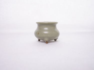 Small Chinese Celadon-Glazed Tripod Incense Burner