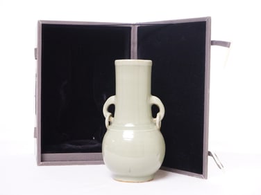 Chinese Celadon Glazed Porcelain Vase with Box