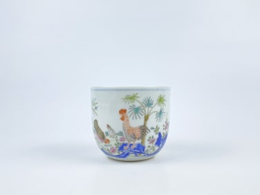 A Rare Chinese Famille Rose 'Chicken' Beaker Cup, Qing Dynasty