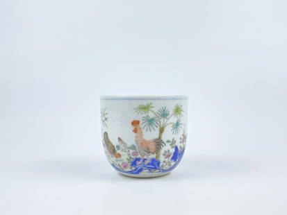 A Rare Chinese  Famille Rose 'Chicken' Beaker Cup, Qing Dynasty: Approximate size: 2 5/8x3 1/8 in (HxDia) Shipping: We offer in-house shipping services for most small items. This means that we will take care of packing and shipping the items directly to you. For la