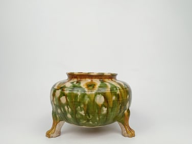 Chinese Sancai-Glazed Pottery Tripod Jar