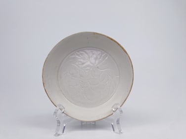 Chinese Carved Ding Kiln 'Peony' Dish, Possibly Song Dynasty