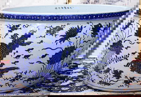 Rare Large Chinese Blue and White Fish Bowl,  Ming Dynasty: Approximate size:15x27.5x27.5 in Shipping: We offer in-house shipping services for most small items. This means that we will take care of packing and shipping the items directly to you. For larger or