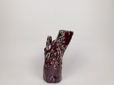 Chinese Flambe-Glazed Trunk-Form Vase, Qing Dynasty