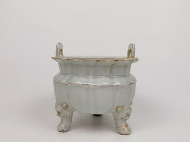 Chinese Hutian Kiln Handled Tripod Incense Burner