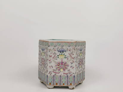 Chinese Famille Rose Hexagonal Brush Pot: Approximate size:4x4 1/4 in (HxDia) Shipping: We offer in-house shipping services for most small items. This means that we will take care of packing and shipping the items directly to you. For larger