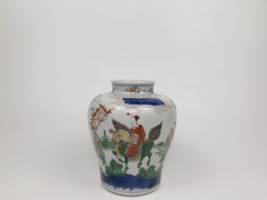 Chinese Famille Verte 'Figural' Jar