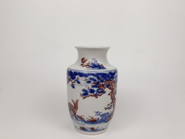 Copper-Red and Undergraze-Blue 'Deer' Lantern-Shaped Vase