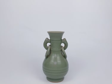 Chinese Longquan Celadon Pear-Shaped Handled Vase