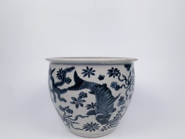 Chinese Blue and White 'Fish' Fishbowl