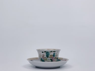 Chinese Famille Rose Saucer and Cup Set, 18th Century