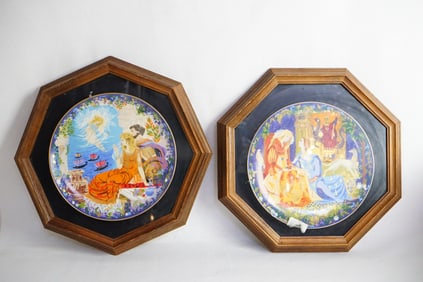 Anna Perenna Lancelot And Guinevere Art Plate And Helen And Paris Romantic Lovers Collectible Plate