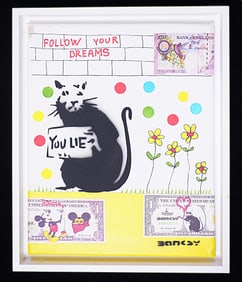 Banksy 'Rat' Works of Art on Canvas