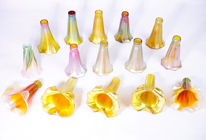 Tiffany Studios Favrile Glassvarious Iridescent Lily Shades