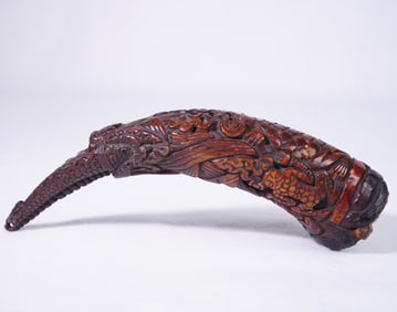 Late 19th Century Hand-Carved Ritual Horn