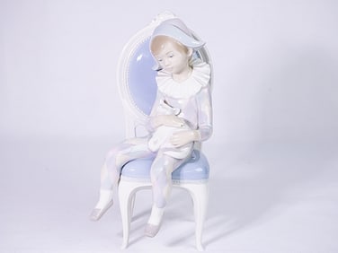 Lladro Spanish "Harlequin With Cat" Figurine