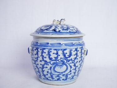 Chinese Blue and White Porcelain Jar and Cover