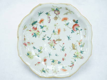 Chinese Famille Rose 'Flowers and Insects' Footed Dish, Qing Dynasty: Approximate size: 10x10x2.25 in Shipping: We offer in-house shipping services for most small items. This means that we will take care of packing and shipping the items directly to you. For larger or s