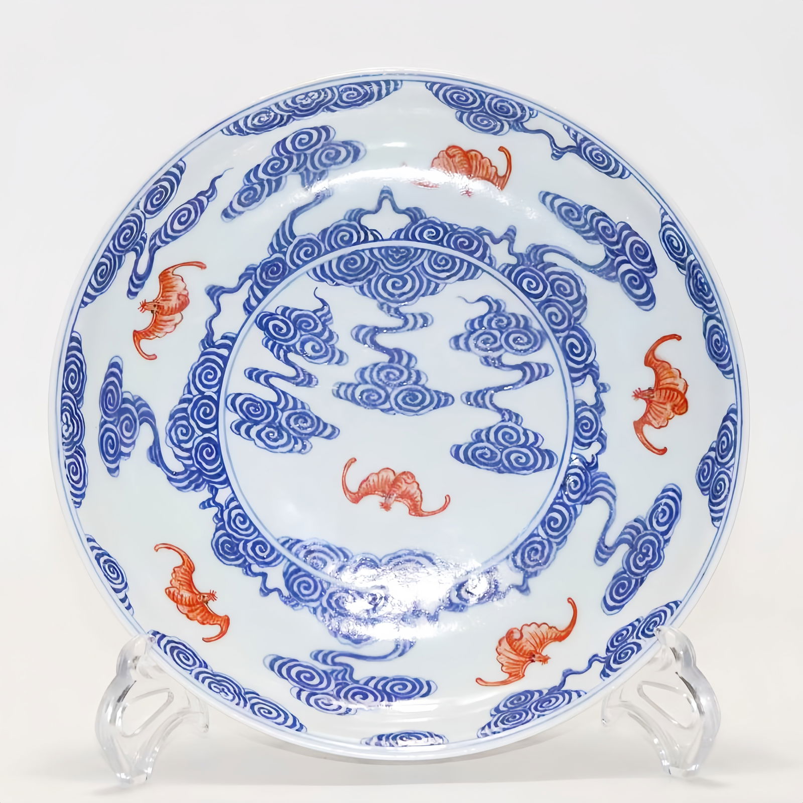 A Blue and White Porcelain 'Bat' Dish, Guangxu (1 of 9)
