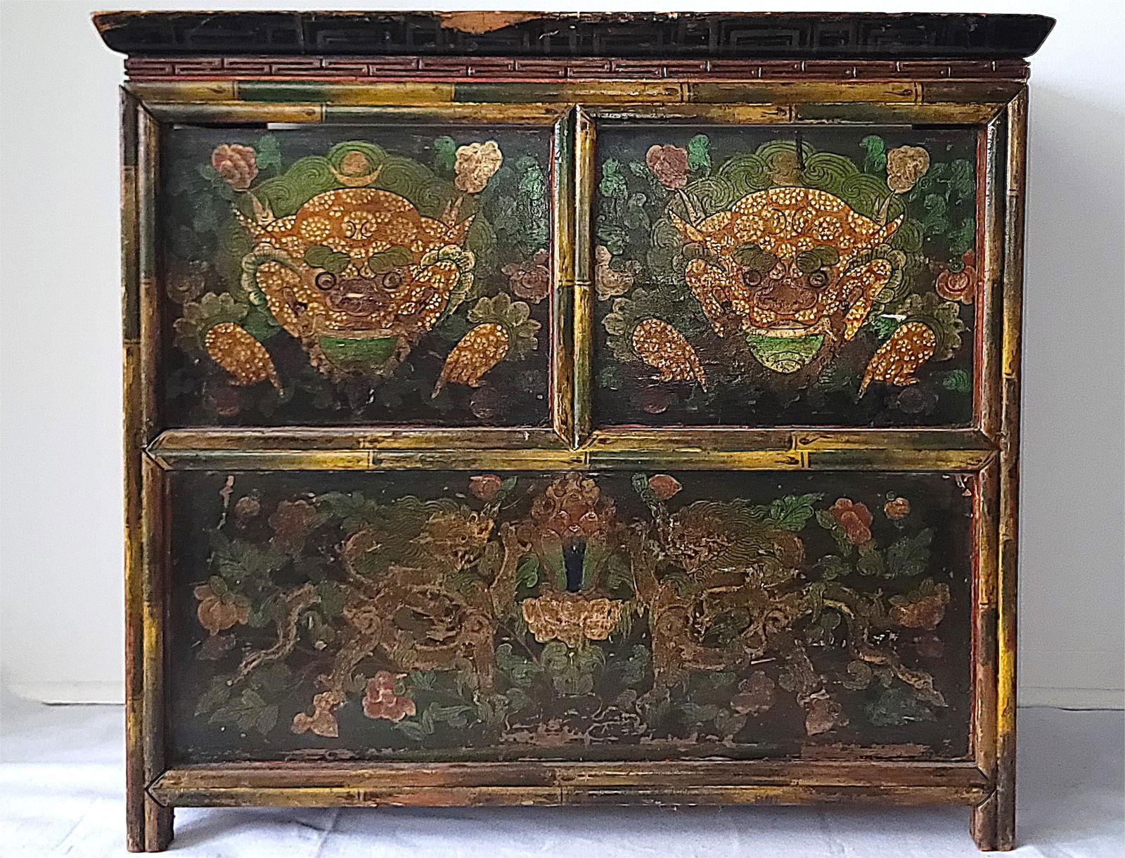 A Tibetan Polychrome 'Dragon' Cabinet, 19th Century (1 of 6)