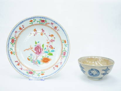 Lot of 2 Chinese Porcelain Wares,18th-19th Century: Approximate size:plate dia 10 in/bowl dia 5.75 in Shipping: We offer in-house shipping services for most small items. This means that we will take care of packing and shipping the items directly to yo