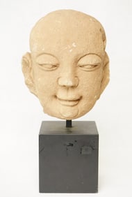 Chinese Sandstone Head of  A Luohan, Ming Dynasty