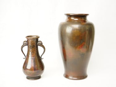 Lot of  Two Japanese Bronze Vases,Meiji Period