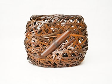 Japanese Ikebana Bamboo Basket,Early 20th Century