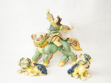 Lot of  Three Chinese Glazed Porcelain Figures