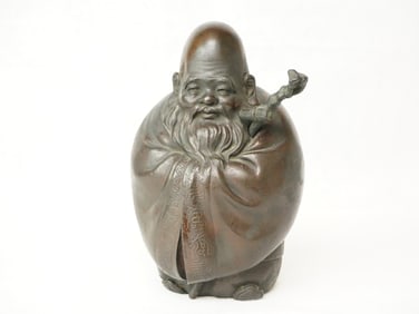 Japanese Inscribed Bronze Figure of  Shoulao, Dated  1927 (ShoWa Period)