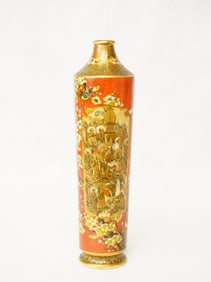 A Japanese Hand Painted Satsuma Vase,Meiji Period