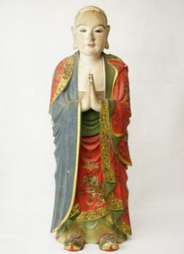 Large Japanese Lacquered  Wood  Figure of  A Luohan,19th Century