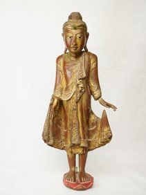 A Large Thailand Gilt Wood Figure of  A Buddha ,19th Century