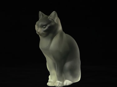 Lalique France Frosted  Crystal Sitting Cat