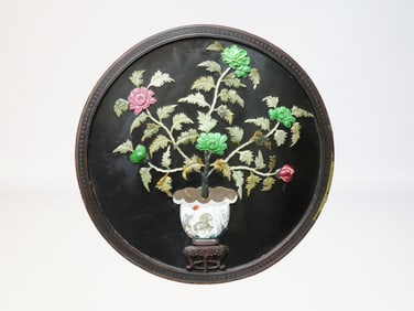 Large Chinese Round Wall Plaque with  Old Repair ,Qing Dynasty