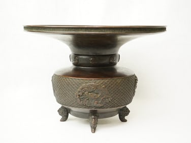 Japanese Bronze 'Dragon' Ikebana Vase ,Meiji Period