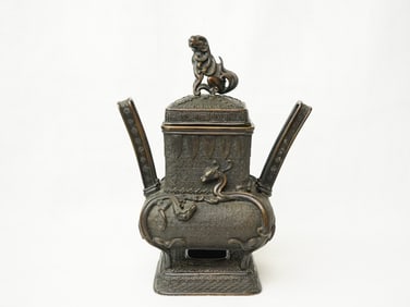 Japanese Bronze Censer with  Dragon,Meiji Period
