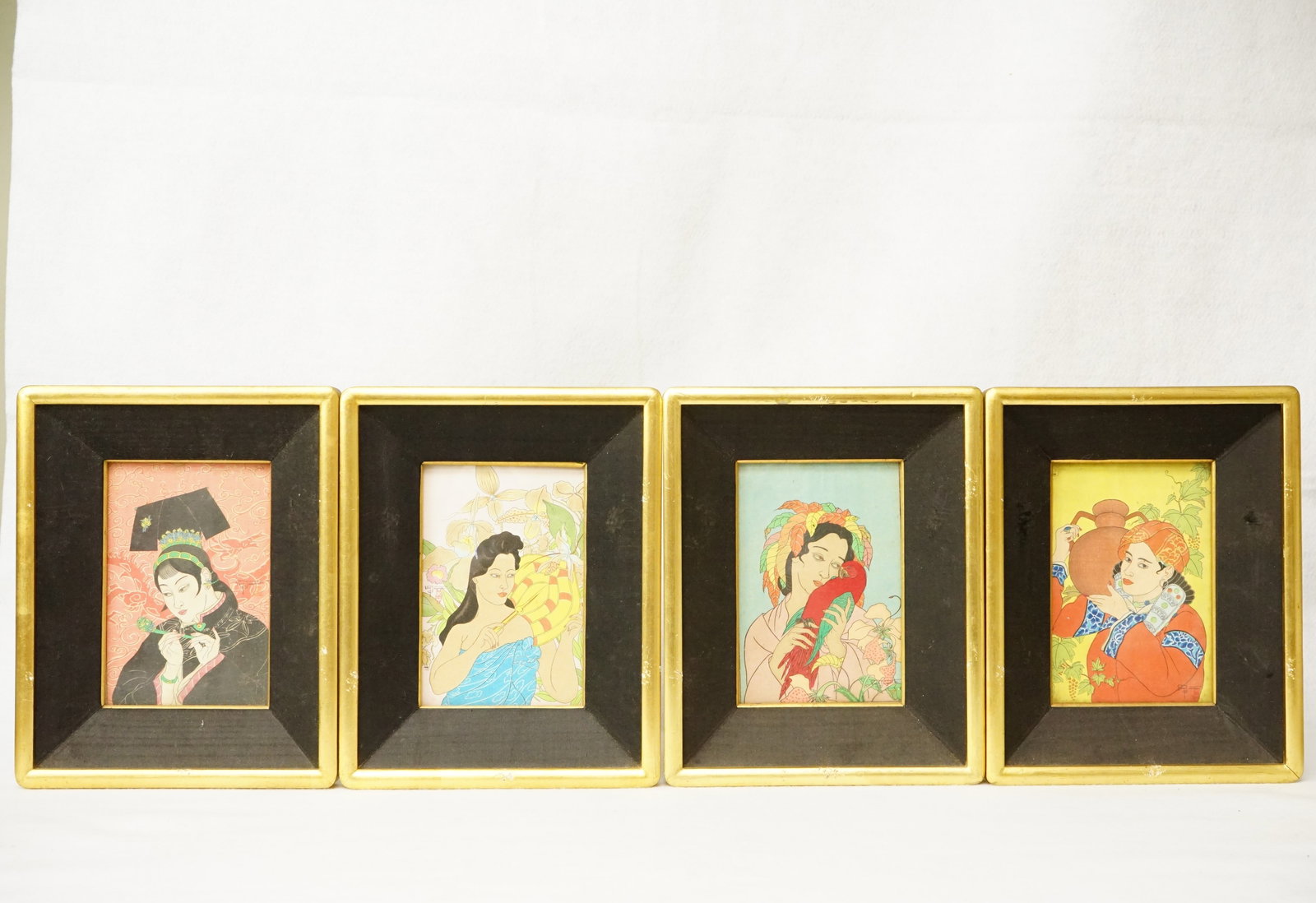 Four Japanese Print by Paul Jacoulet: Approximate size: 9x7.5 in Shipping: We offer in-house shipping services for most small items. This means that we will take care of packing and shipping the items directly to you. For larger or specia