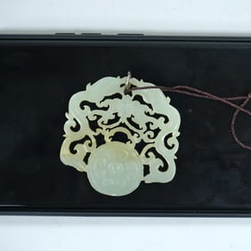 Chinese Carved Celadon Jade Plaque,Qing Dynasty