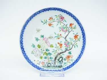 Chinese Underglaze Blue and Enamel 'Floral' Plate,Qing Dynasty