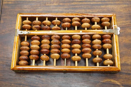 Vintage Chinese Lotus Flower Brand Huanghuali Abacus