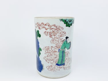 Chinese Wucai 'Figural' Brush Pot