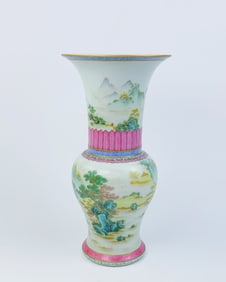 A Chinese Enamel 'Landscape' Yenyen Vase with  Mark