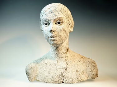 Pale and Dark Gray Metal Portrait Bust