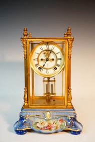 Royal Bonn Germany Bronze Porcelain Mantel Clock