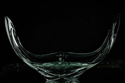 Large Cofrac Art Verrier France Crystal Boat Bowl
