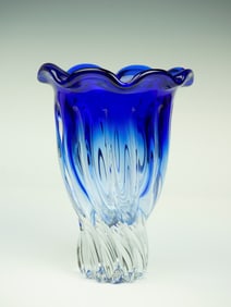 Murano Sommerso Blue Glass Vase